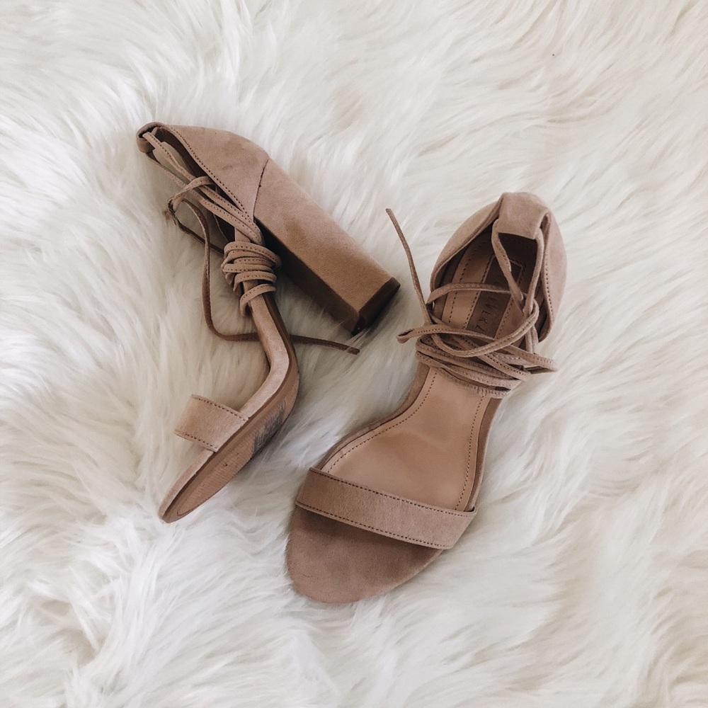 Forever 21 Nude Suede Wrap-Around Heels